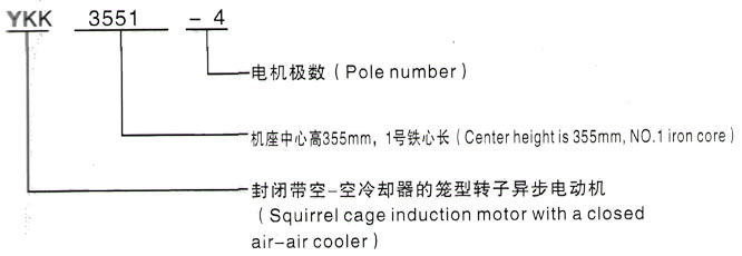 YKK系列(H355-1000)高压Y4004-4/400KW三相异步电机西安泰富西玛电机型号说明